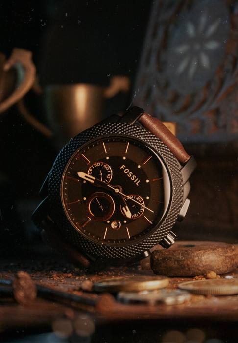 Relógio Aurora com detalhes bronze